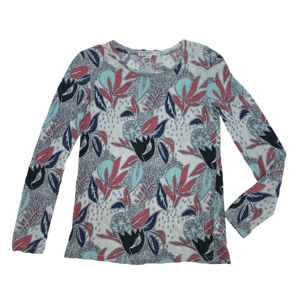 Stateside Tops - Stateside Size XS Knit Floral Print Blue Pink Long Sleeve Top Pima Cotton FLAWS*